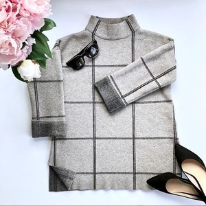 Tahari Windowpane Mock Neck Sweater